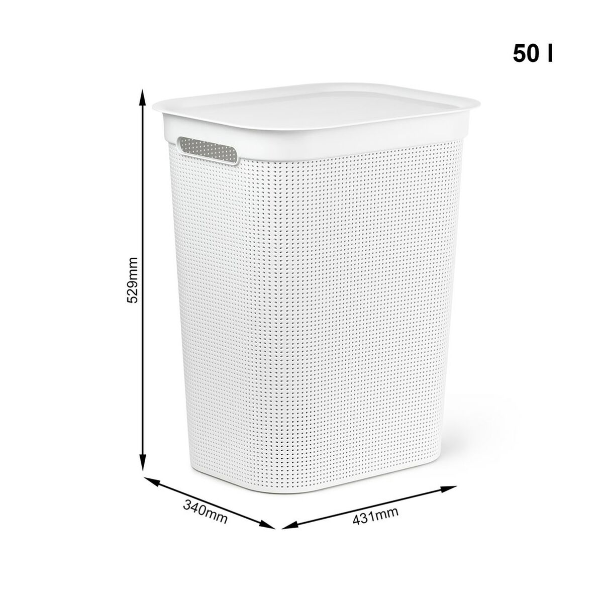 Laundry Basket Rotho Brisen White 50 L Plastic